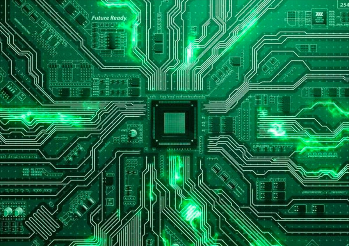 Материнская плата компьютера под микроскопом