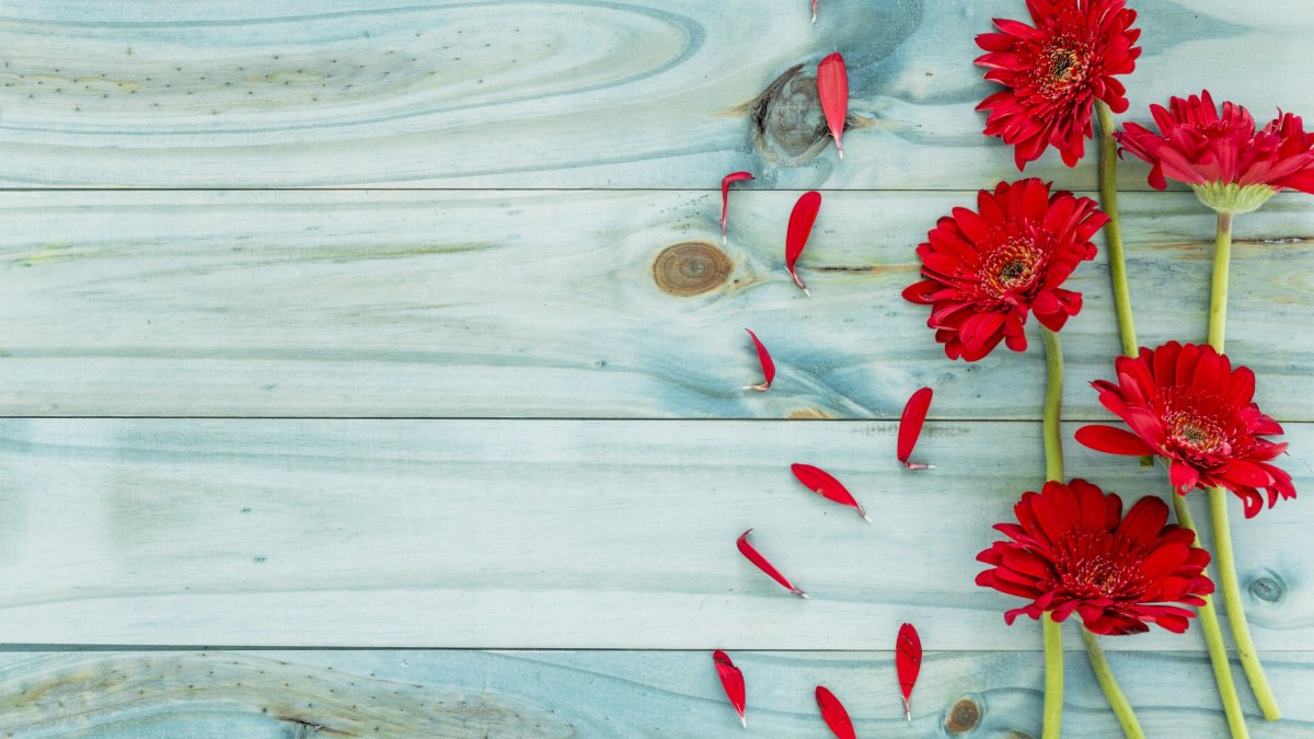 Цветы на деревянной доске