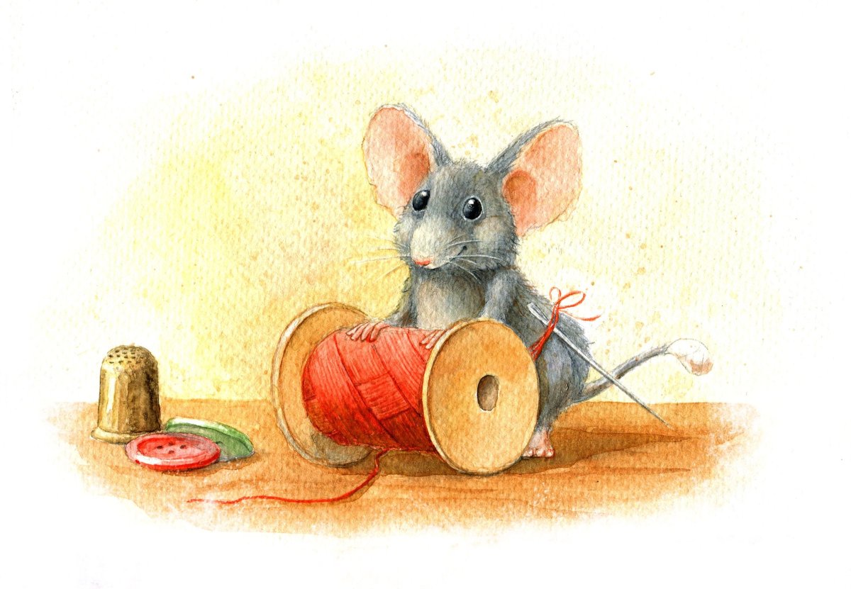 Мышка акварель