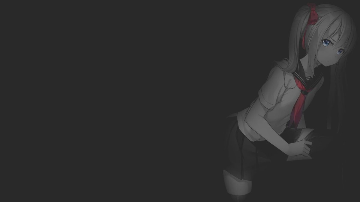 Аниме девушка на сером фоне