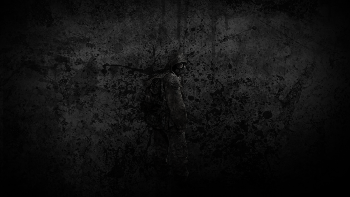 Сталкер на черном фоне