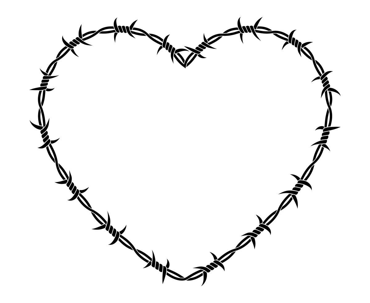 Сердце из колючей проволоки эскиз