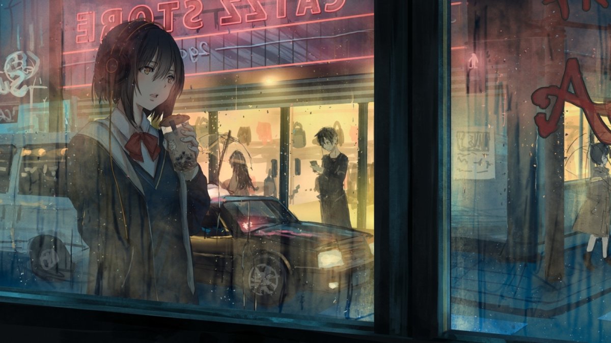 Отражение девушки в витрине