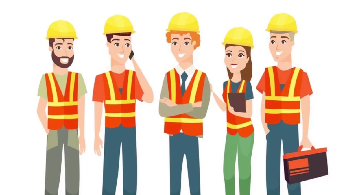 Строитель в каске вектор человек