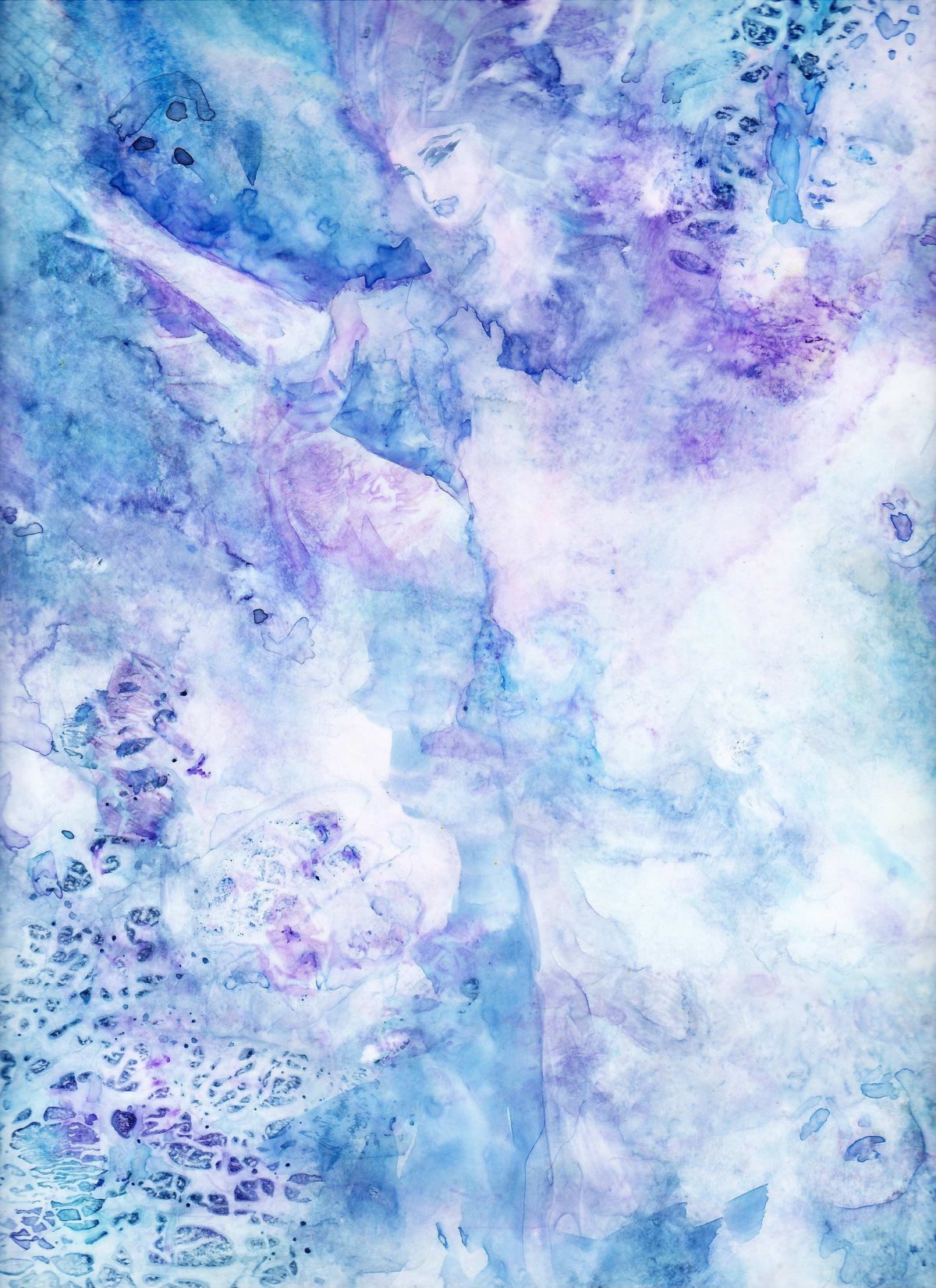 Голубой акварельный фон