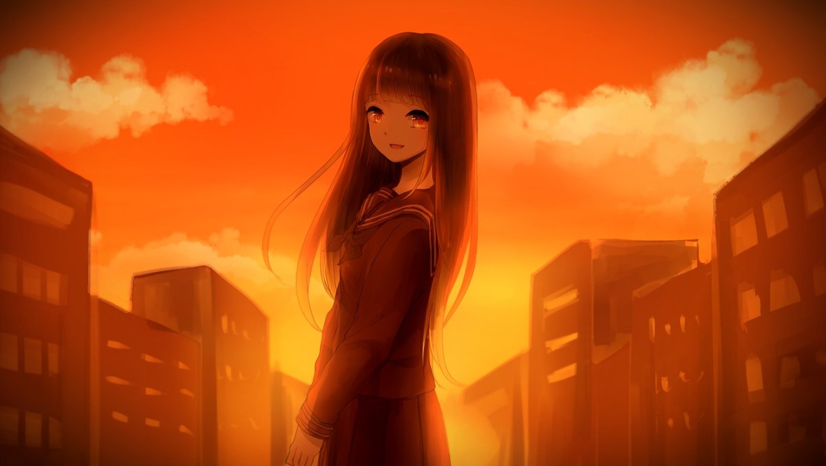 Оранжевый фон аниме