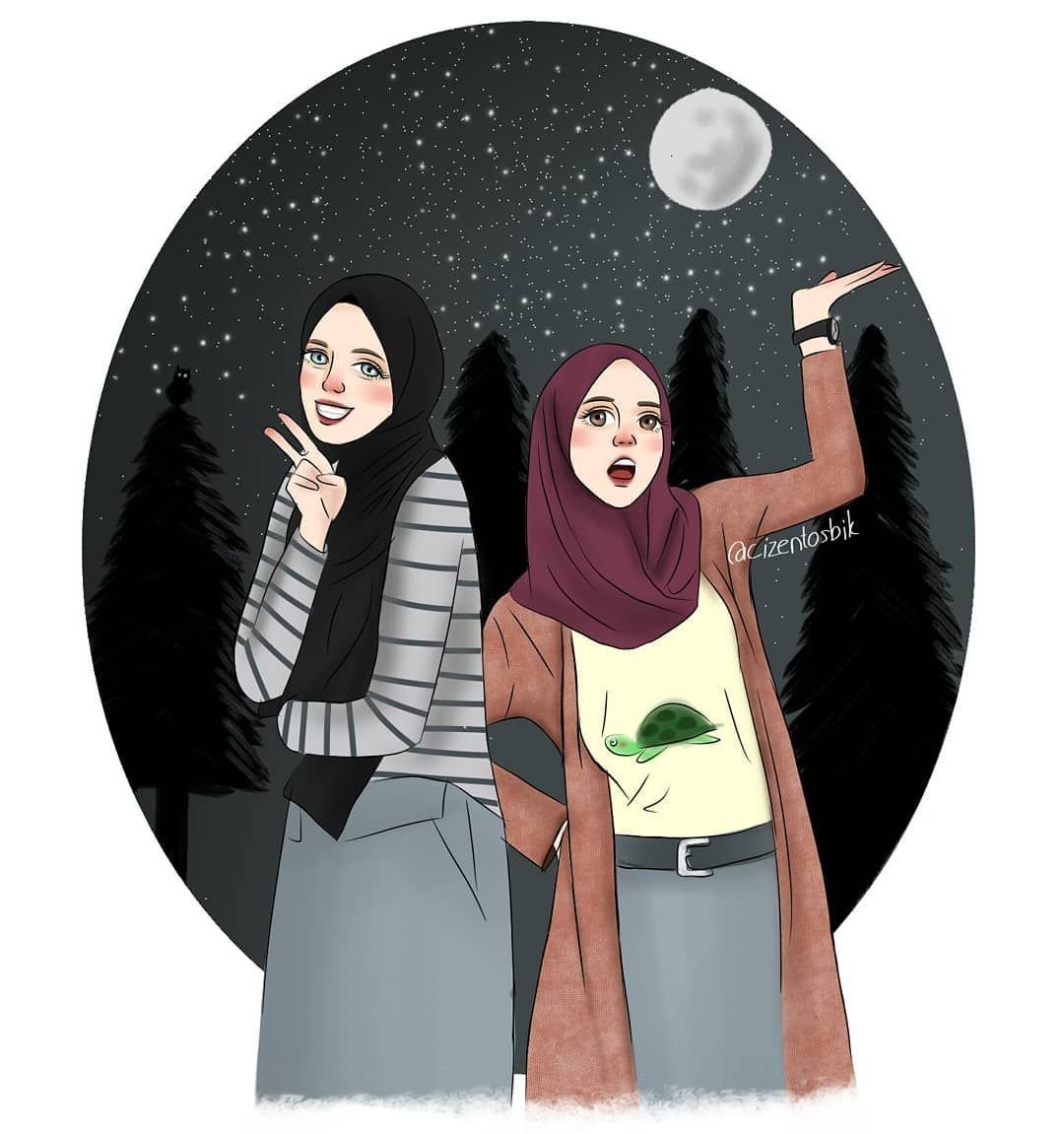 Мусульманские подруги. Sarra Art семья мусульман. Сестры мусульманки арт. Хиджаб рисунок.