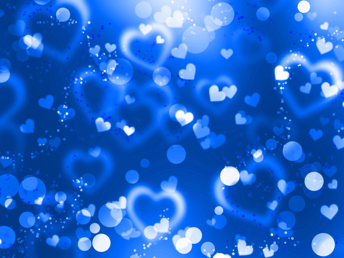 Синий фон с сердечками