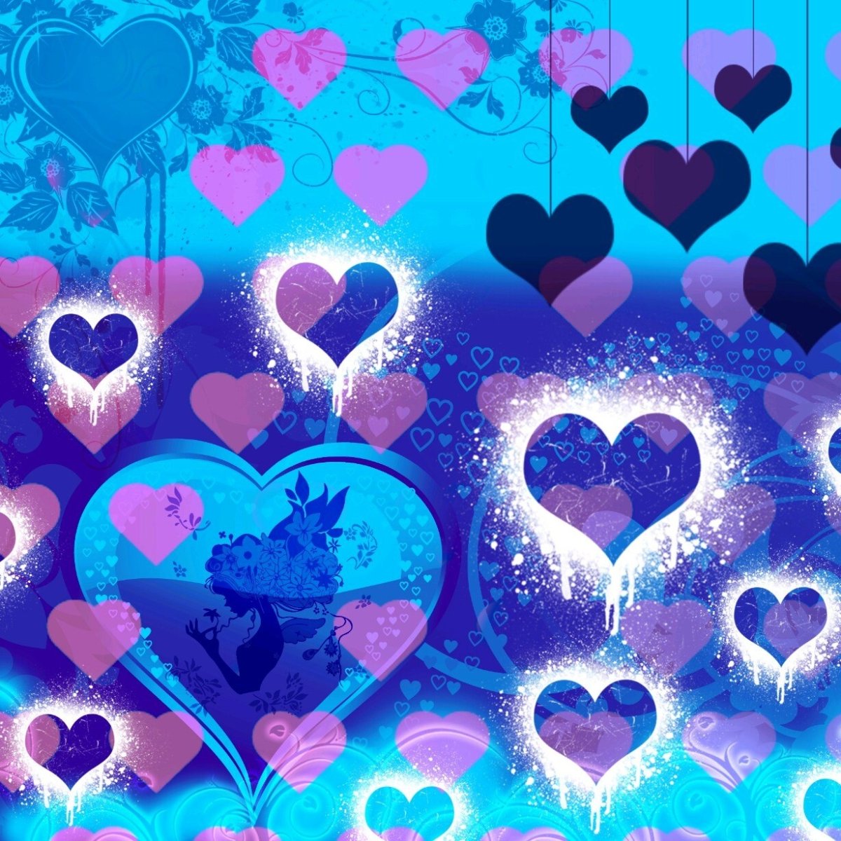 Красивые синие сердечки