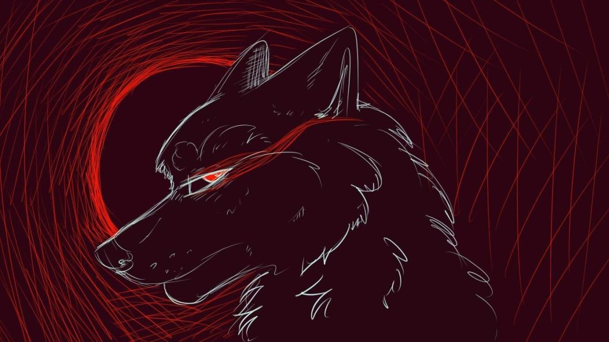 Красно черный волк