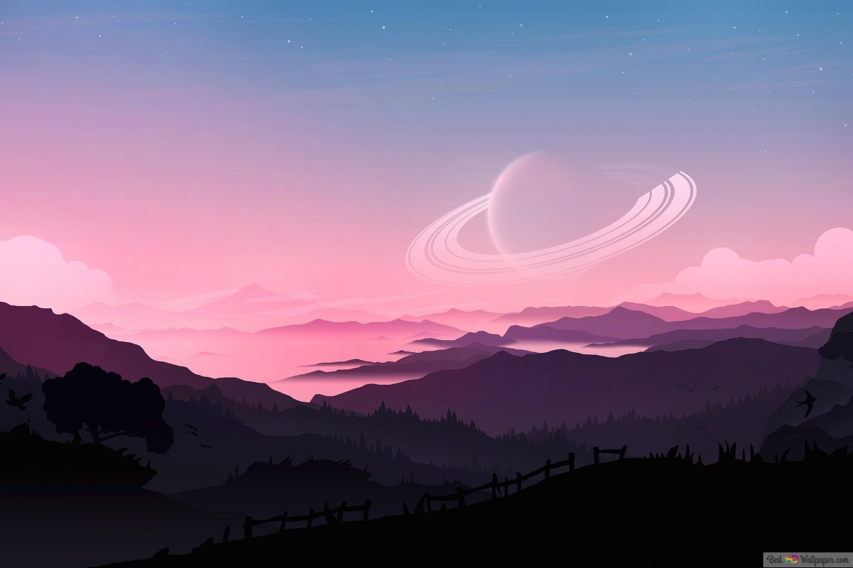 Фиолетовое небо в горах