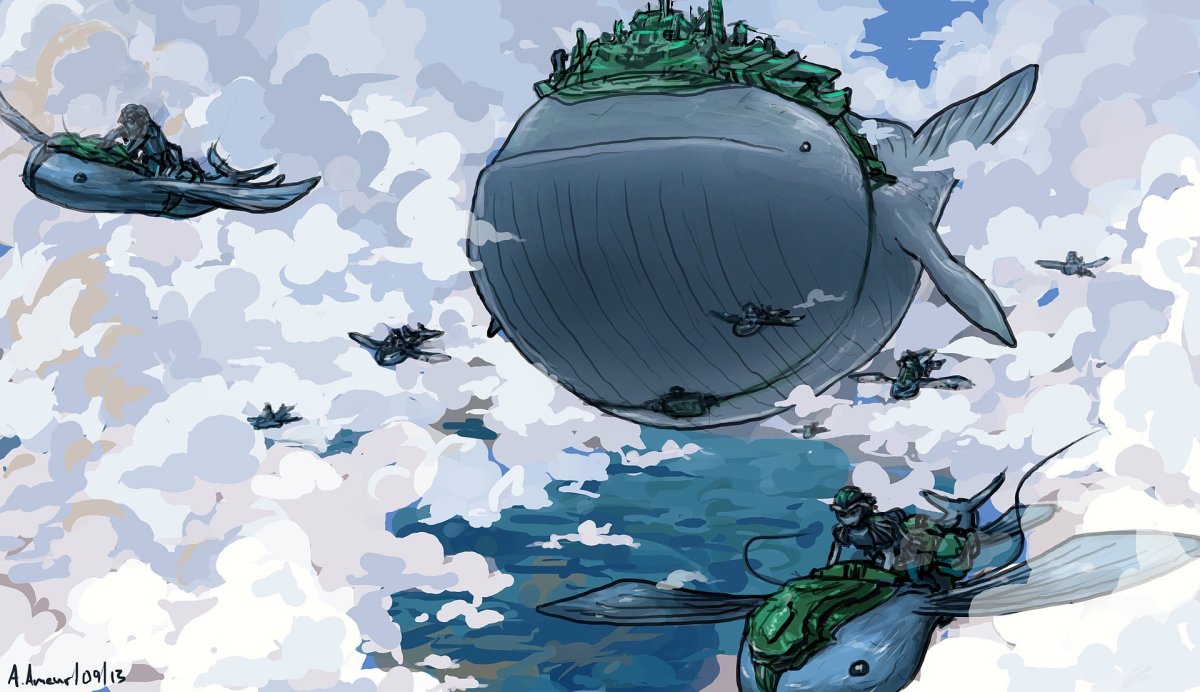 Летающие киты арт