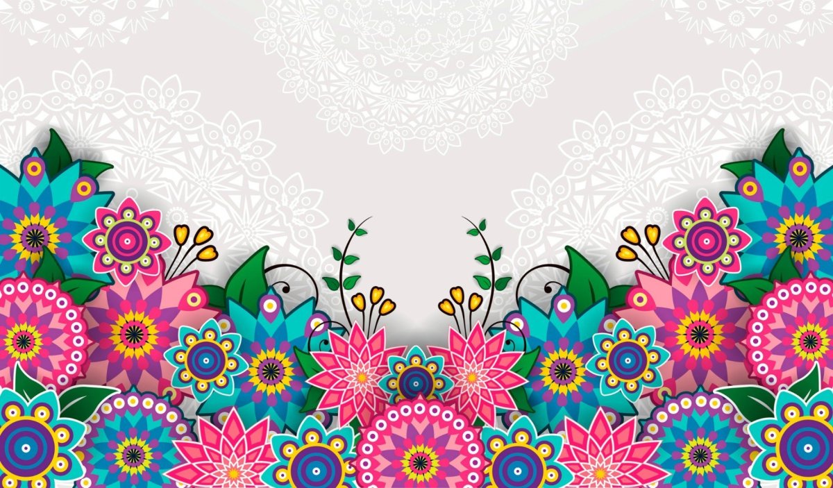 Цветочный орнамент цветной