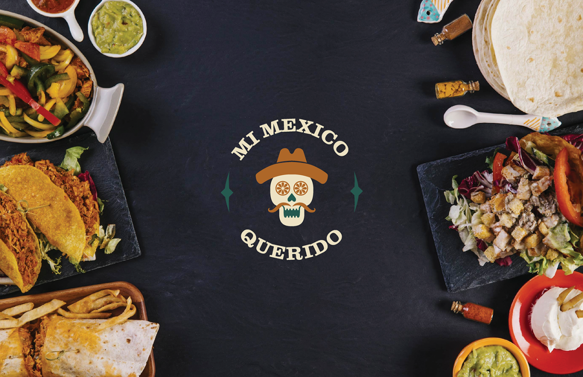 Бизнес ланч вид сверху на темном фоне