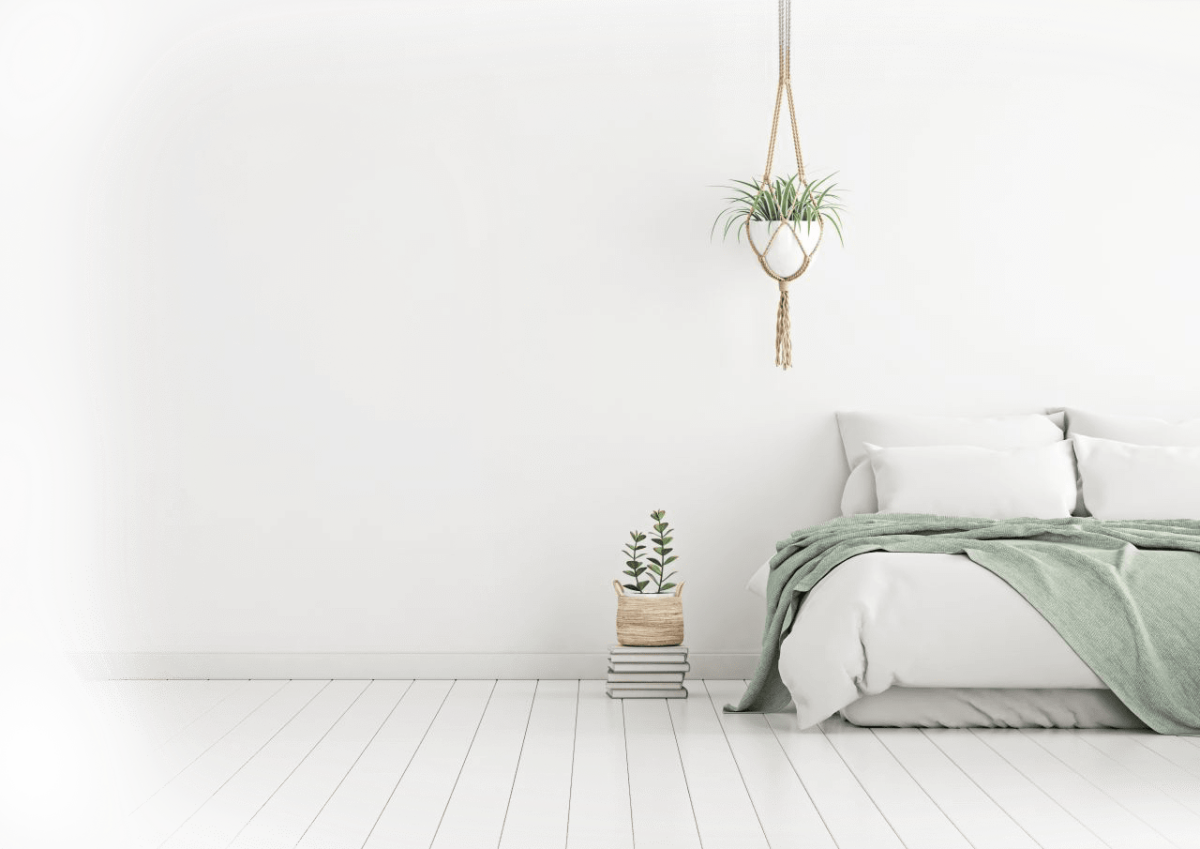 Интерьер с пустой белой стеной