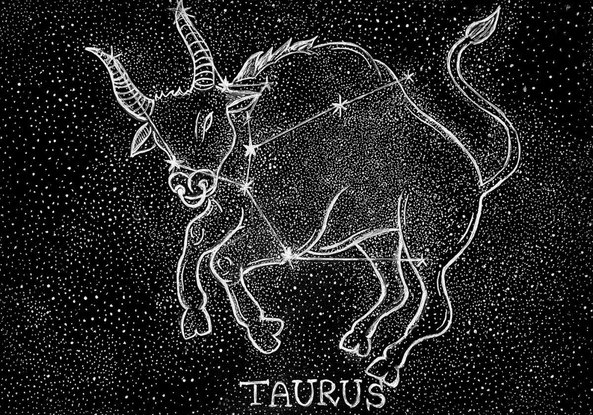 Созвездие Телец на белом фоне