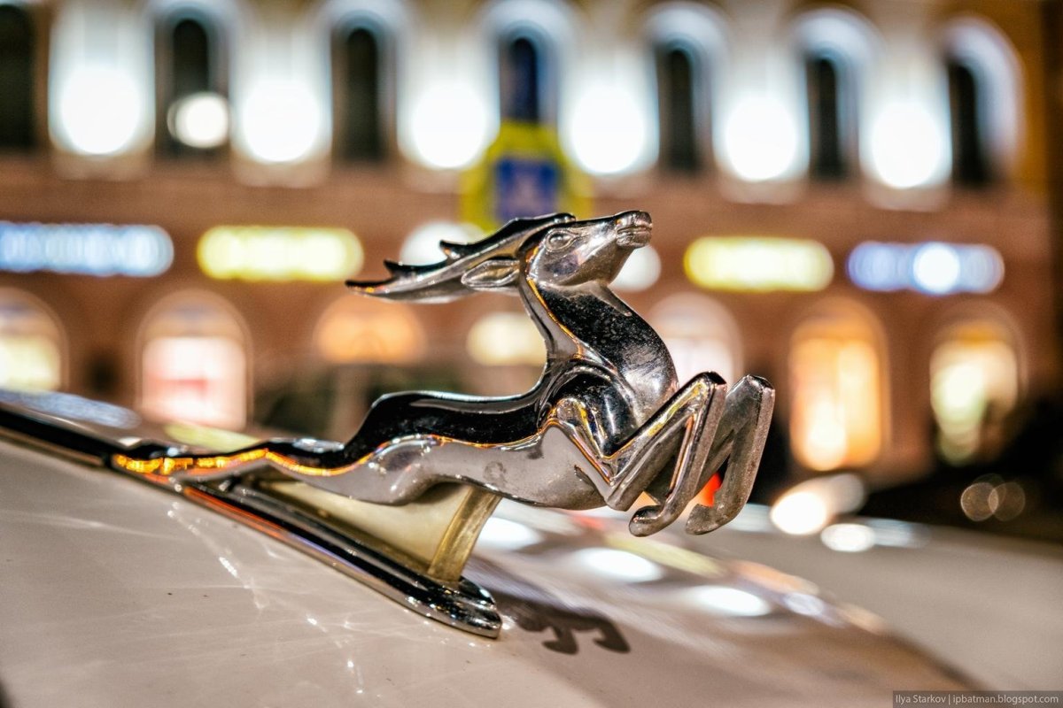 Машина с лебедем на капоте