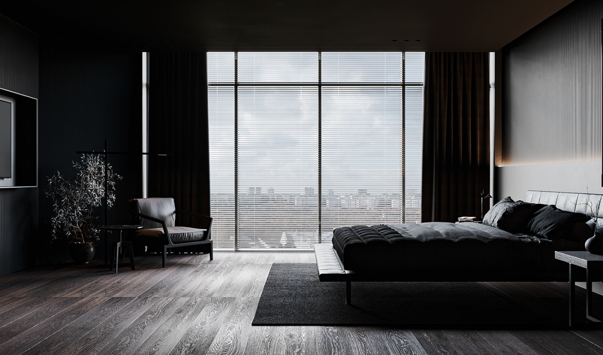 Темно серый интерьер