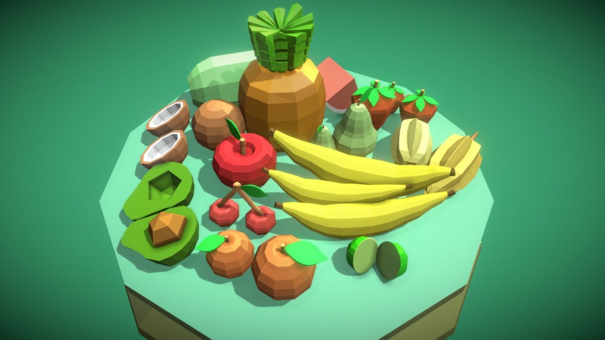 Клубника 3d модель Low Poly