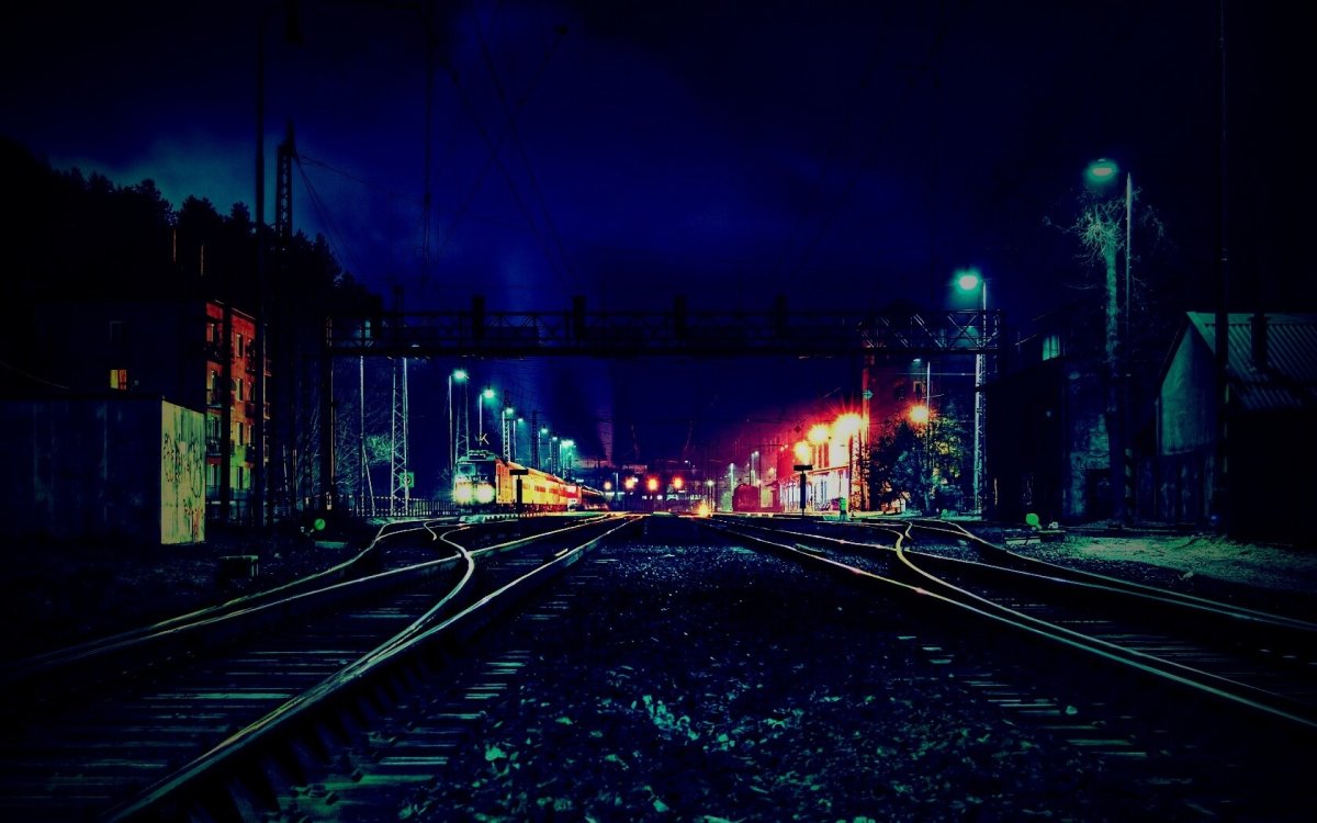 Железная дорога ночью