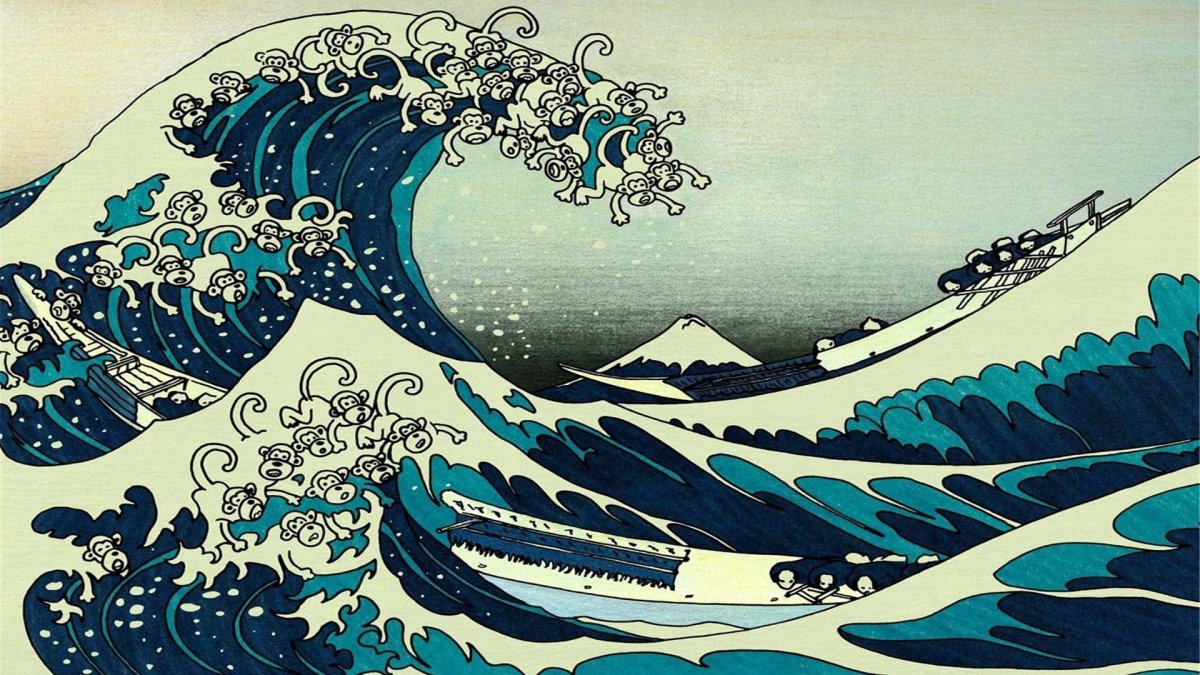 Кацусика Хокусай большая волна в Канагаве 1920 1080