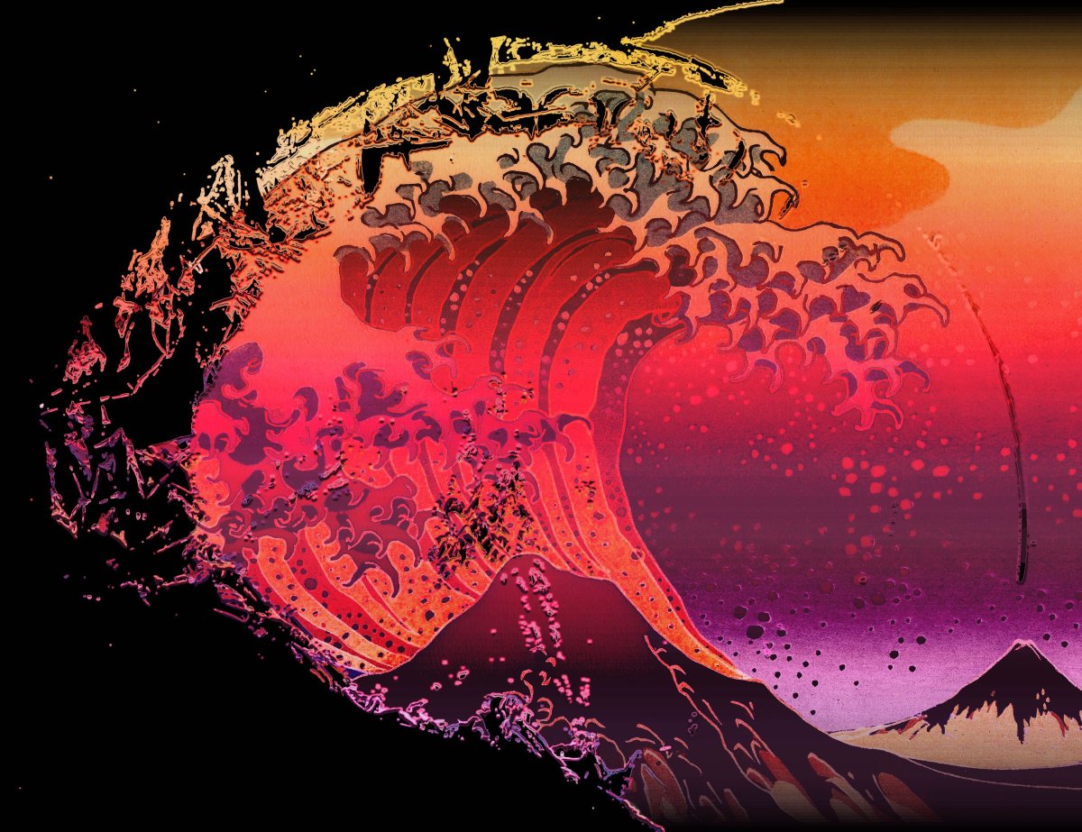Кацусика Хокусай волна ретровейв
