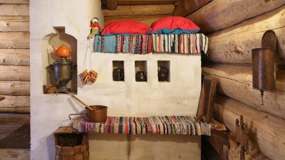 Русская печь в крестьянской избе 19 век