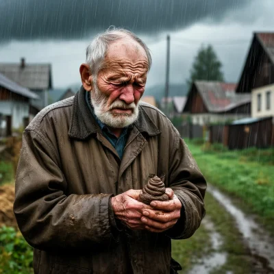 Дедушка в деревне