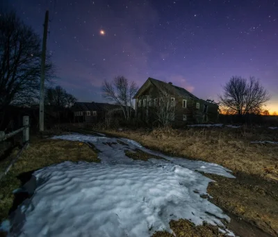 Деревня весной ,ночь