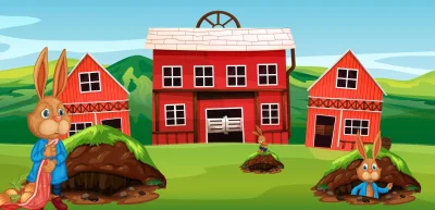 Кролик на ферме рисунок