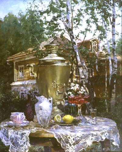 Алексей Зотов. Натюрморт с самоваром