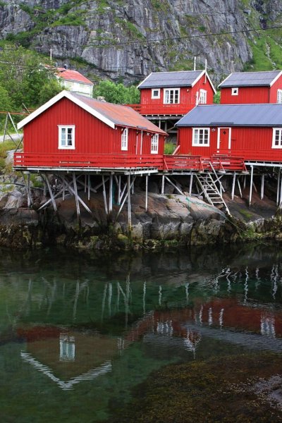 Норвегия Лофотенские острова домик красный