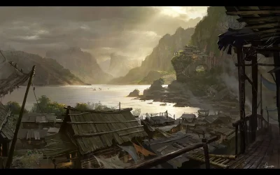 Рыбацкая деревня концепт арт