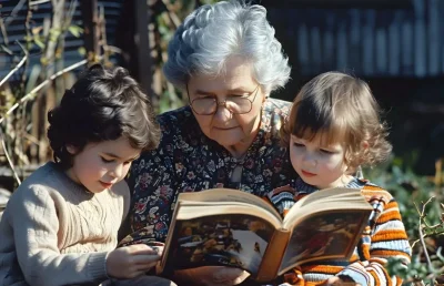 Бабушка с внуками