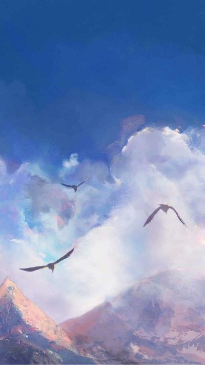 Горы в облаках картина