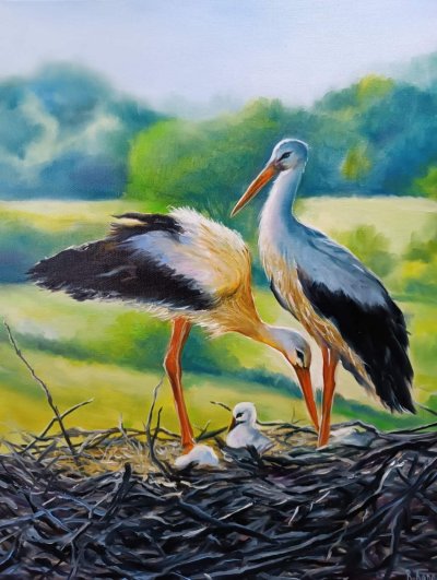 Живопись Аисты