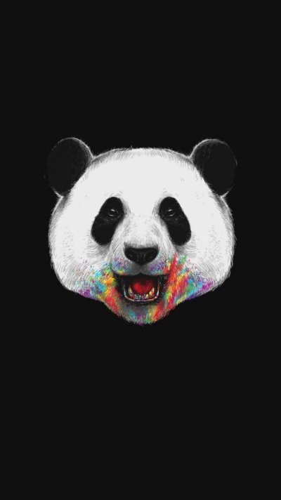 Панда на черном фоне