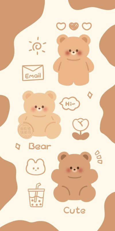 Коричневые обои с мишками