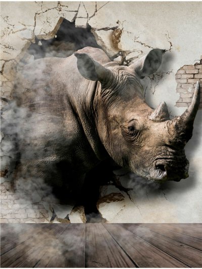 3д носорог на стене