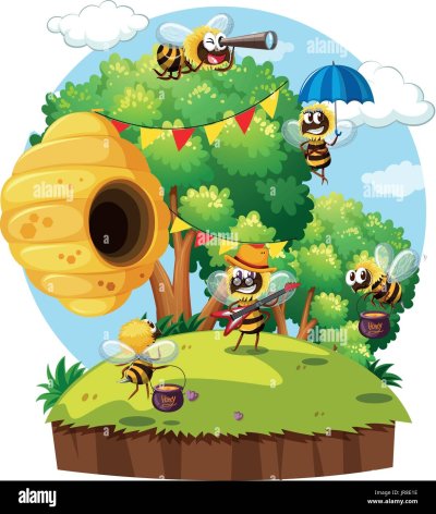 Дерево с ульем мультяшное