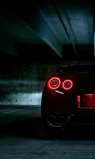 Фары Nissan Skyline r35 ночью