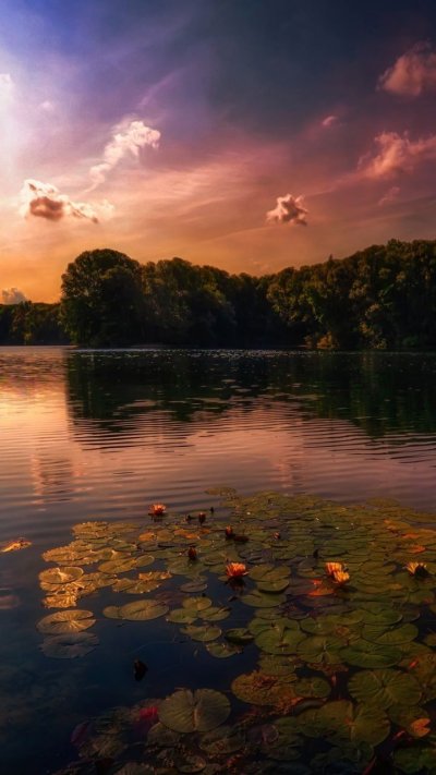 Закат на озере