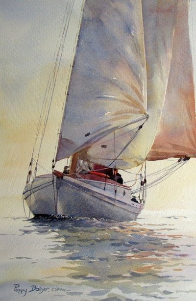 Ирина Глазунова акварель море лодки