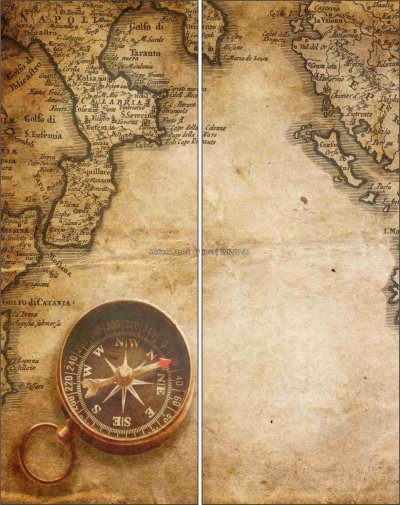 Старинная карта с компасом