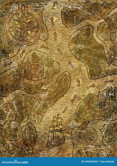 Пиратские карты карибских островов с подписями бухт и морей