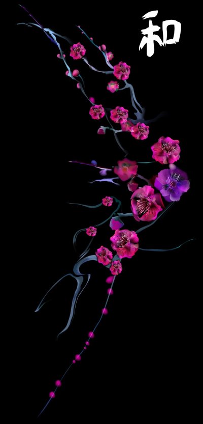 Ветка Сакуры на темном фоне