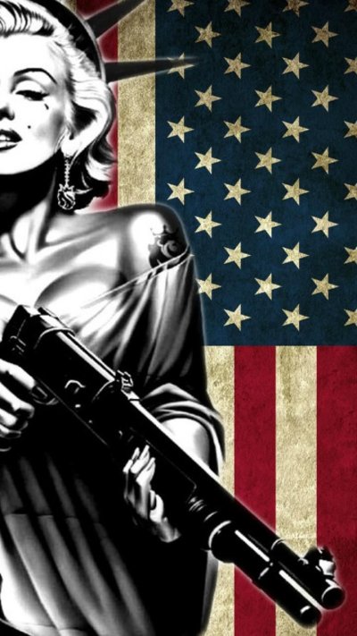 Мэрилин Монро на американском флаге