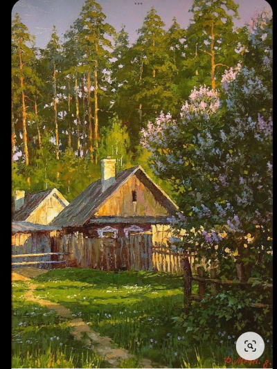 Деревня живопись Дмитрий Левин