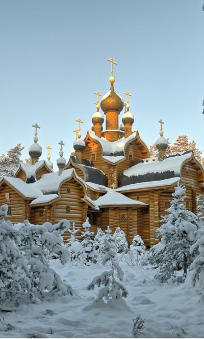 С Рождеством Христовым храм зима Россия