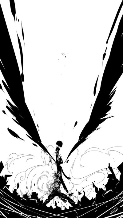 Обои в стиле аниме черно белые